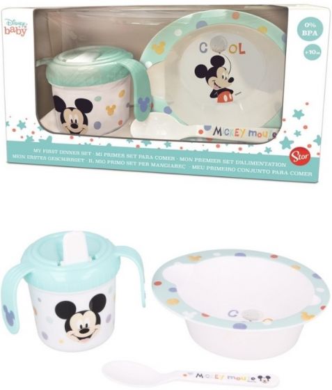 Disney Mikke Mus - Mitt første servise - frokostsett i plast - kopp, skål og skje