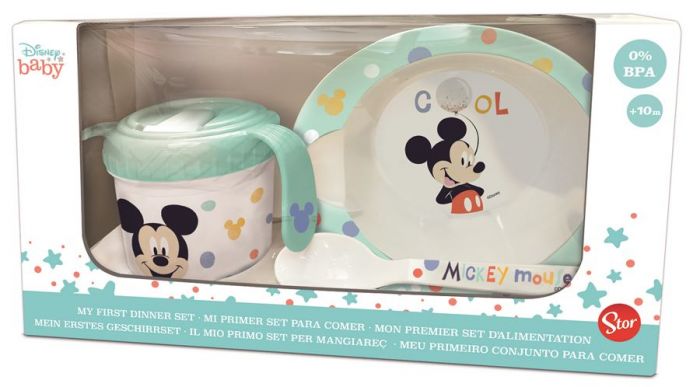 Disney Mikke Mus - Mitt første servise - frokostsett i plast - kopp, skål og skje