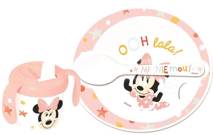 Disney Minni Mus - Mitt første servise - frokostsett i plast - kopp, skål og skje