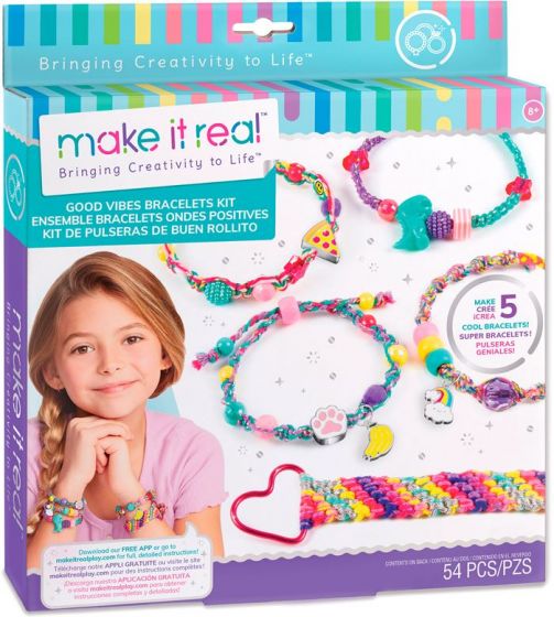 Make it Real Good Vibes Bracelet Kit - lag 5 flettearmbånd med perler og anheng