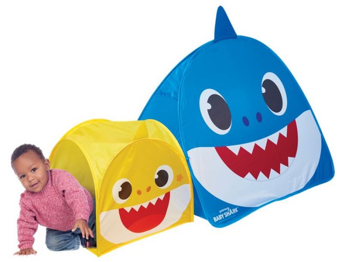 Baby Shark Pop-Up stort leketelt med tunnell - 84 x 138 x 68 cm