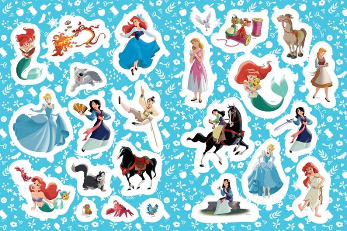 Disney Princess malebok med klistremerker - Askepott og Mulan