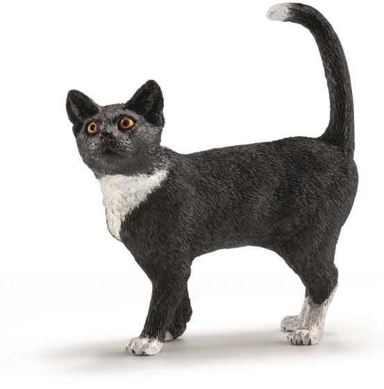 Schleich Kat, stående - sort og hvid