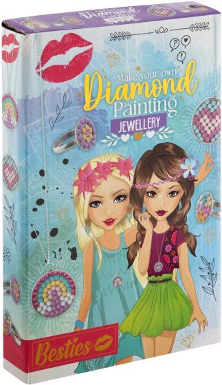 Besties Diamond painting smykkesett - Anheng og ringer med perlekunst