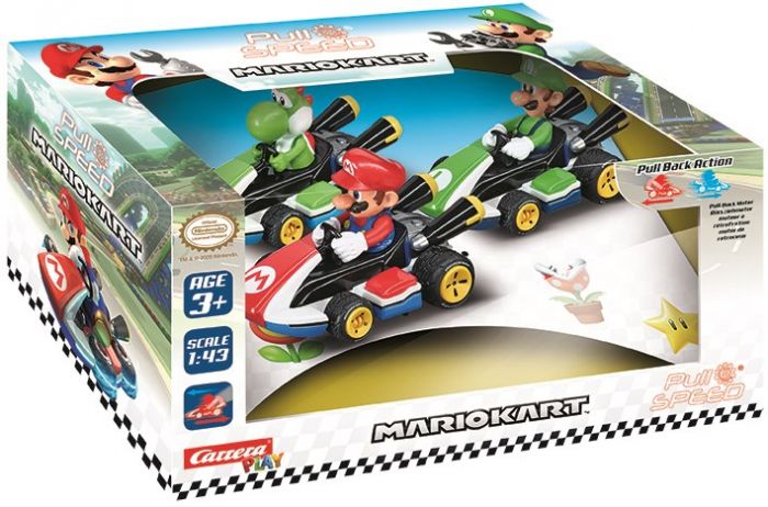Carrera Mario Kart Pull and Speed 3-Pack - Mario, Luigi og Yoshi