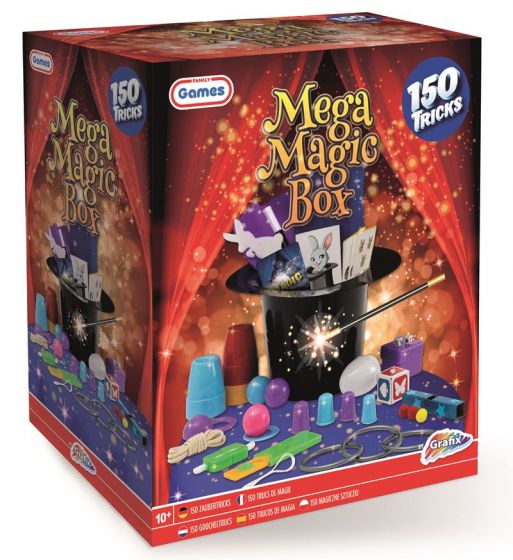 Grafix Mega Magic Box - Stort tryllesett med tryllehatt og tryllestav - 150 triks