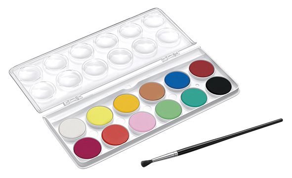 Penol maleskrin med pensel - 12 farger vannmaling