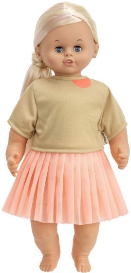 Skrållan snakkedukke - dukke med blondt hår, t-skjorte og tyllskjørt - 45 cm