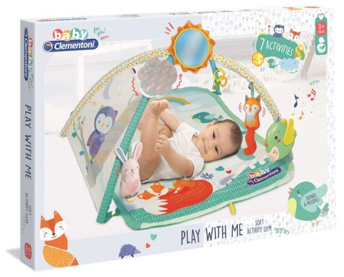 Clementoni Baby Play with Me Soft Activity Gym - babygym med 7 aktiviteter - med lyd og melodier