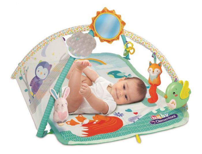 Clementoni Baby Play with Me Soft Activity Gym - babygym med 7 aktiviteter - med lyd og melodier