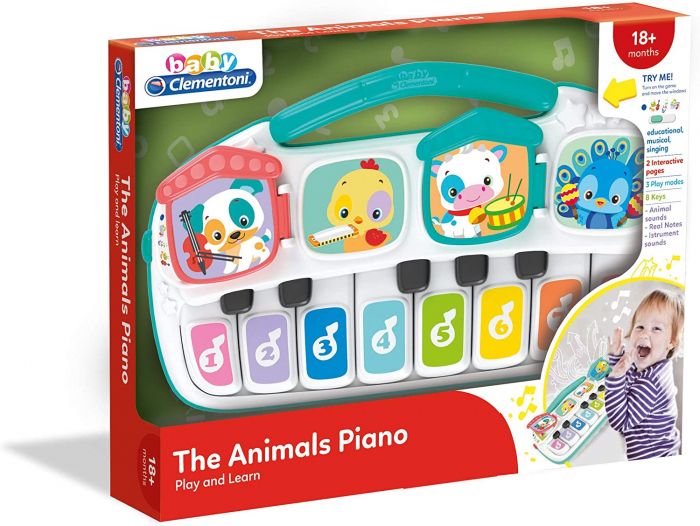 Clementoni piano med djurläten, instrument och musik
