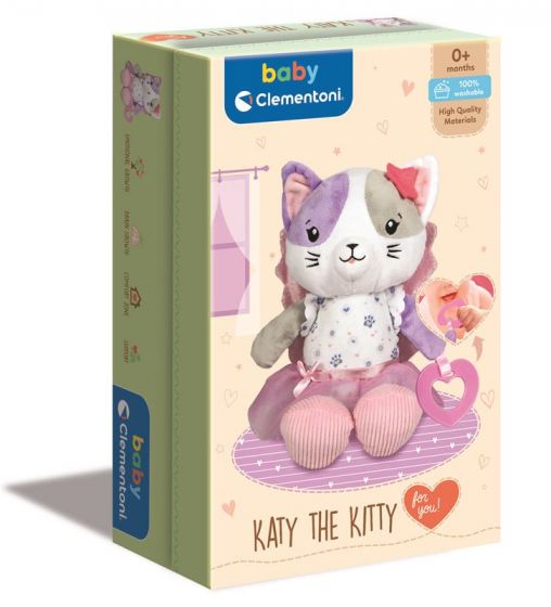 Clementoni Baby Katy the Kitty - myk kattebamse til babyer - multisensorisk stimulering - 31 cm