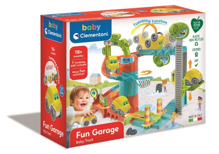 Clementoni Baby Fun Garage - bilgarage med många roliga aktiviteter - i 100% återvunnen plast