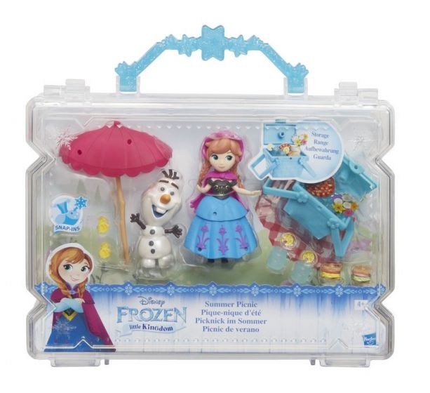 Disney Frozen Summer Picnic lekesett i koffert - Anna dukke og Olaf figur på piknik