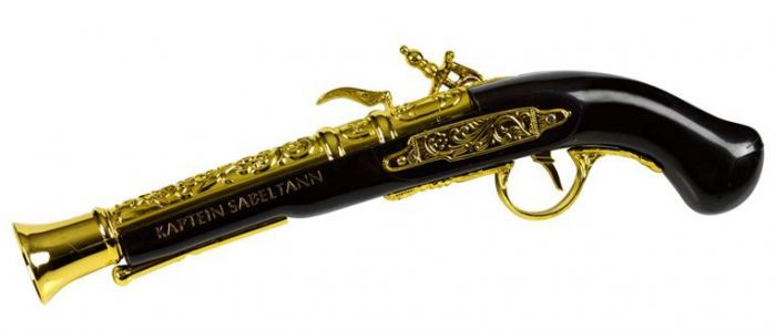Kaptein Sabeltann pirat-pistol - sort med gulldetaljer