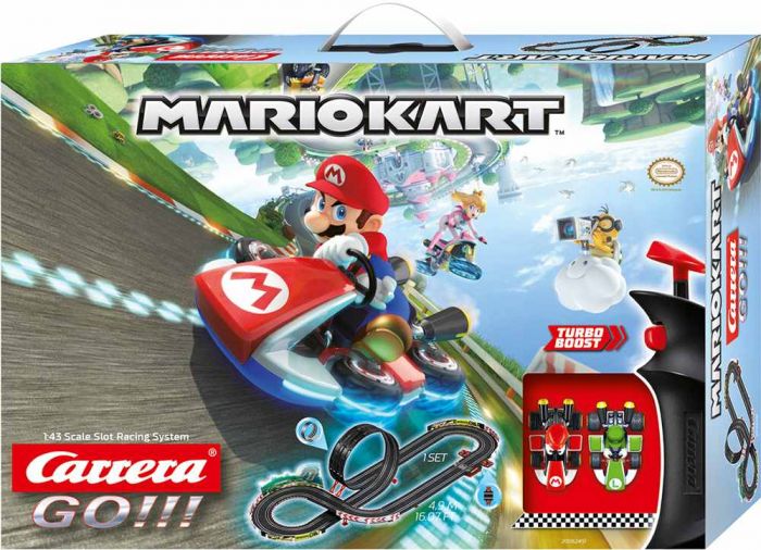 Carrera bilbane Nintendo Mario Kart - 2 biler og turbo boost - skala 1:43 - 4.9 meter