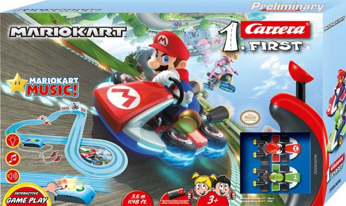 Carrera First Nintendo Mario Kart Royal Raceway - bilbana med två bilar - 3,5 meter