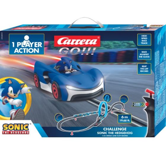 Carrera GO!!! Challenger Sonic en-bils bilbane med tidtaker - konkurrer mot deg selv