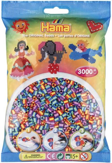 Hama Midi 3000 perler - stribet blanding 92