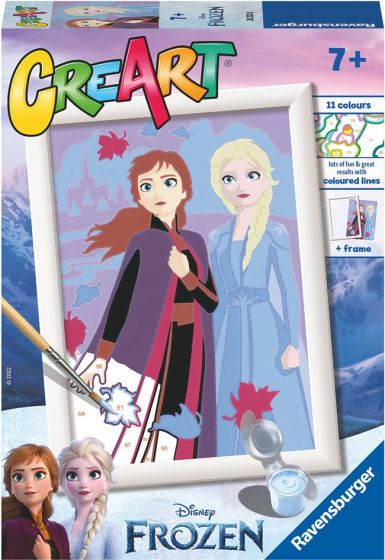 CreArt Disney Frozen søstre for alltid malesett med forhåndstrykt lerret og akrylmaling - Elsa og Anna