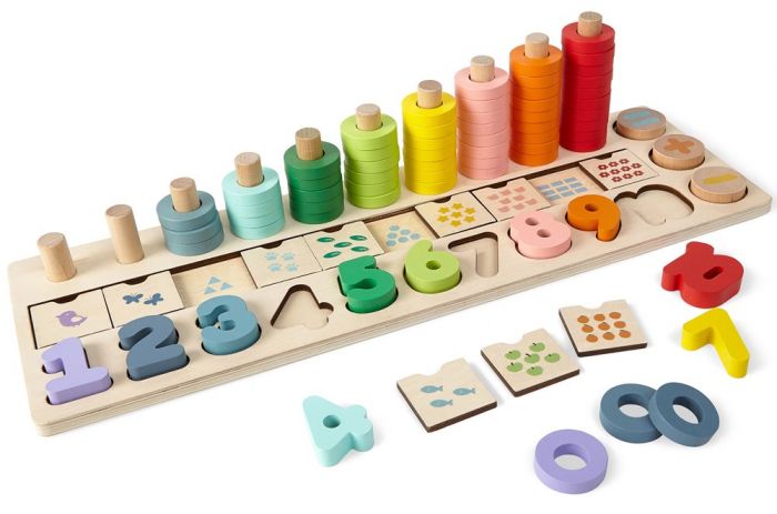 EduFun Tal-legetøj i træ - aktivitetslegetøj med tal og stableskiver