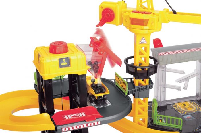 Dickie Toys Construction Playset - anlægsplads med maskiner og kran - lys og lyd