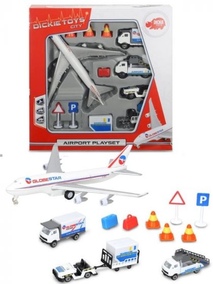 Dickie Toys flygplats lekset - med flygplan, fordon och tillbehör - 13 delar