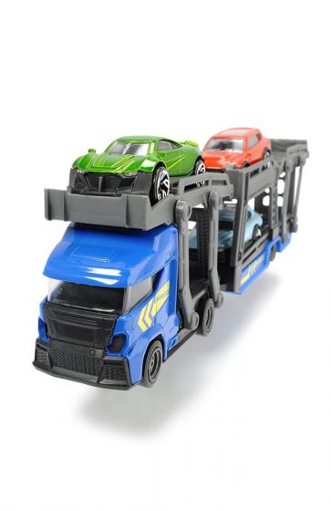 Dickie Toys biltransportør - 3 biler inkluderet - blå
