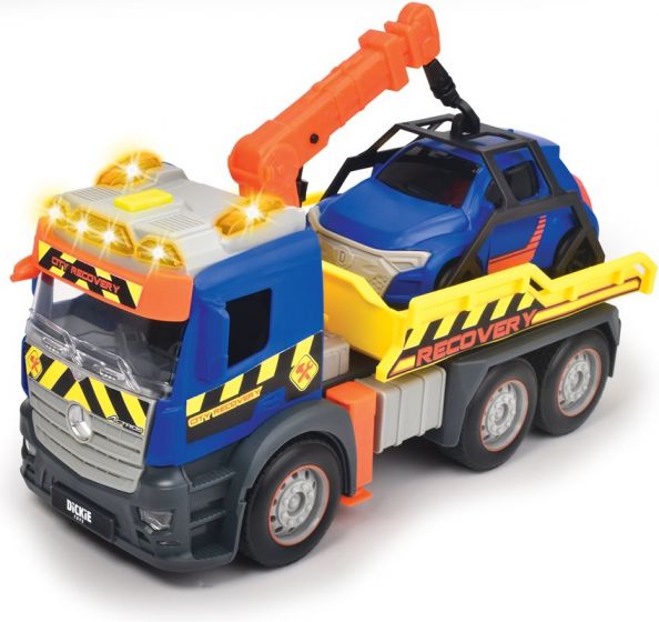 Dickie Toys Action Truck - Mercedes bärgningsbil med rörlig kranarm, ljud och varningsljus