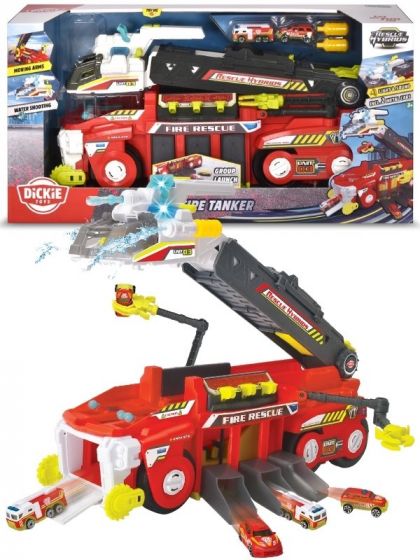 Dickie Toys Fire Tanker brannbil som kan skyte vann - med lys og lyd - 2 metallbiler inkludert