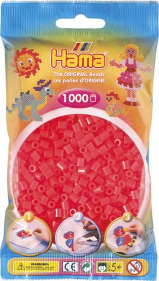 Hama Midi 1000 perler - neon rød