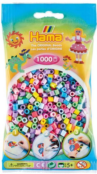 Hama Midi 1000 perler - farve blanding 50 pastel