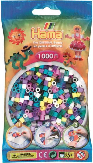 Hama Midi 1000 perler - farve blanding 69 pastel og transparent