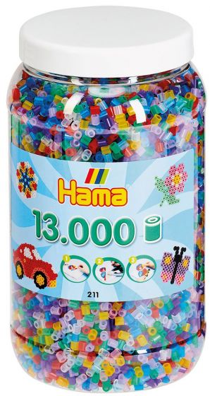 Hama Midi hvit boks - 13 000 Midi perler - fargemix 53 transparent