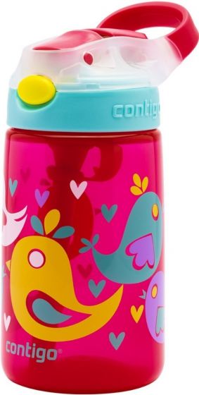 Contigo Gizmo Flip 420 ml drikkeflaske - rosa med fugler