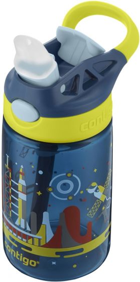 Contigo Gizmo Flip 420 ml vattenflaska - marinblå med rymdmotiv
