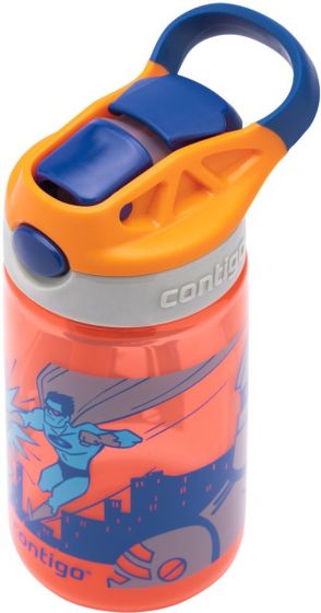 Contigo Gizmo Flip 420 ml drikkeflaske - oransje med superhelt