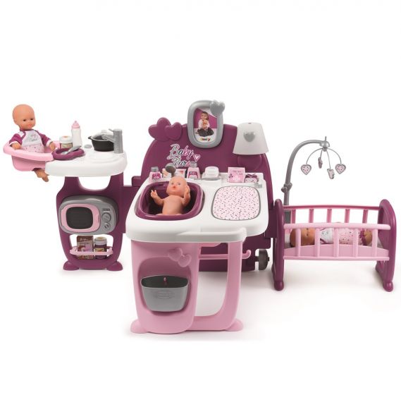 Smoby Baby Nurse Lekset för dockor med badrum, kök och sovrum - allt i ett