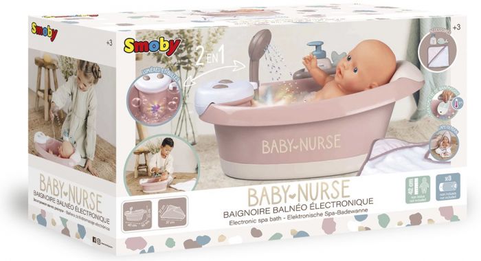 Smoby Baby Nurse badekar med lys til dukke op til 42 cm