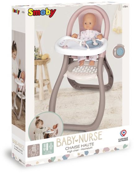 Smoby Baby Nurse dockstol med tallrik och sked - passar docka upp till 42 cm