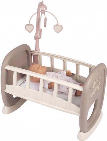 Smoby Baby Nurse dockvagga med sängmobil - passar dockor upp till 42 cm