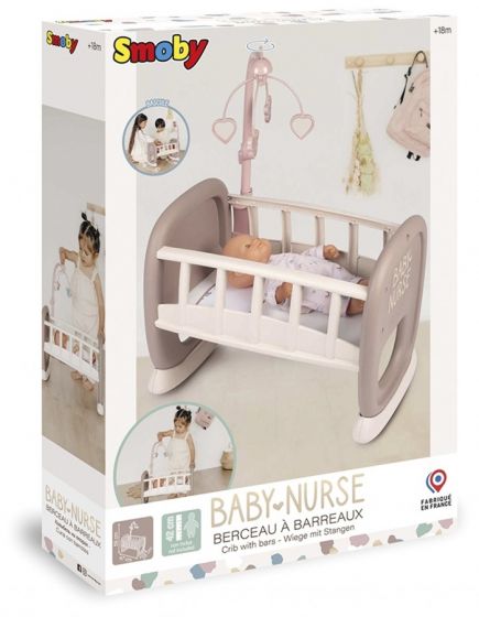 Smoby Baby Nurse dukkevugge med uro - passer dukker opptil 42 cm