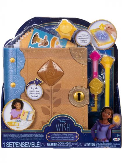 Disney Wish Ashas dagbog med nøgle, magisk pen, klistermærker og papirark