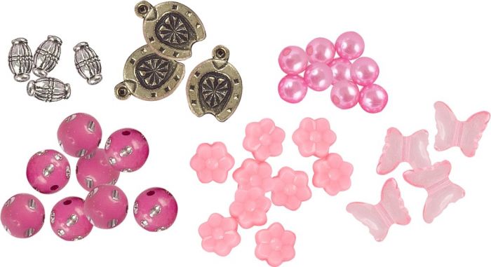 Grafix Pärlpaket för att göra armband - rosa smyckespärlor
