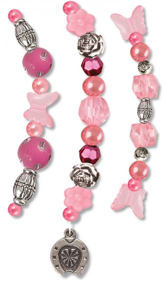 Grafix pärlpaket med rosa smyckespärlor och silvriga berlocker