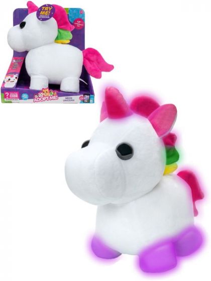 Roblox Adopt Me Mega Neon Unicorn - kosebamse med lys - 30 cm