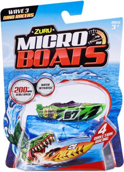 Zuru Micro Boats wave 3 Dino Racers - motorisert båt som aktiveres i vann - grønn