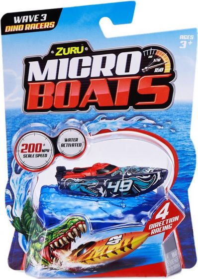 Zuru Micro Boats wave 3 Dino Racers - motorisert båt som aktiveres i vann - marineblå