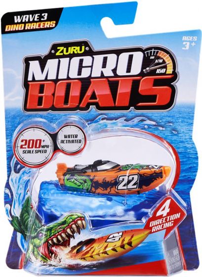 Zuru Micro Boats wave 3 Dino Racers - motorisert båt som aktiveres i vann - oransje