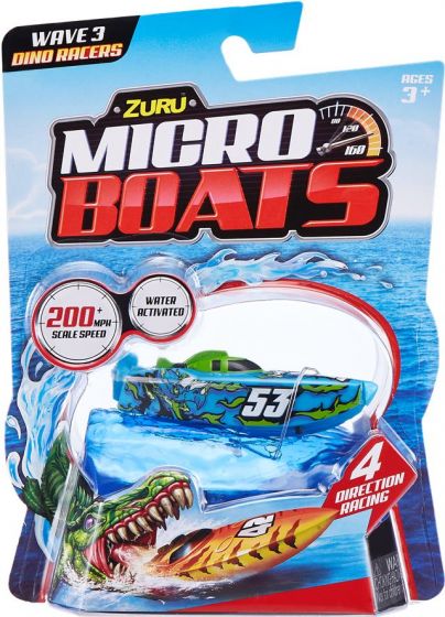 Zuru Micro Boats wave 3 Dino Racers - motorisert båt som aktiveres i vann - blå